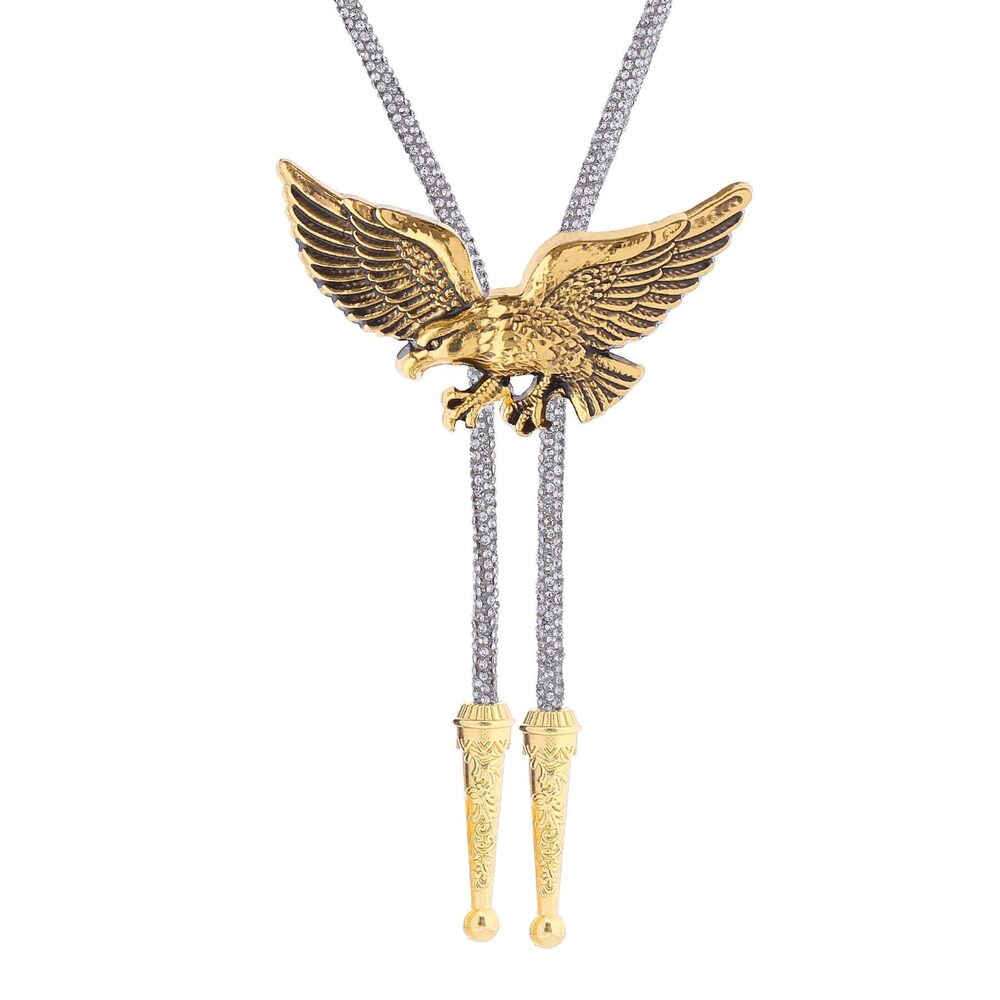 2480 Gold Bolo Tie Eagle Leather Bolo Tie Cowboy Album Tour Inspired